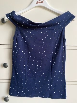 Top Blu a Pois Bianchi