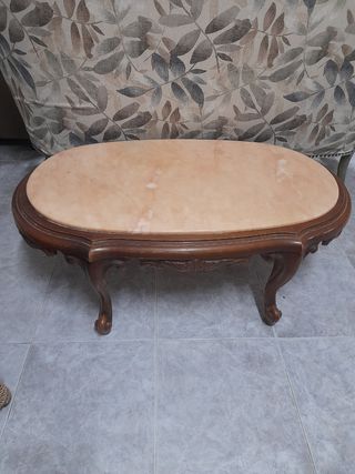 Mesa centro vintage madera-mármol