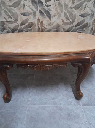 Mesa centro vintage madera-mármol