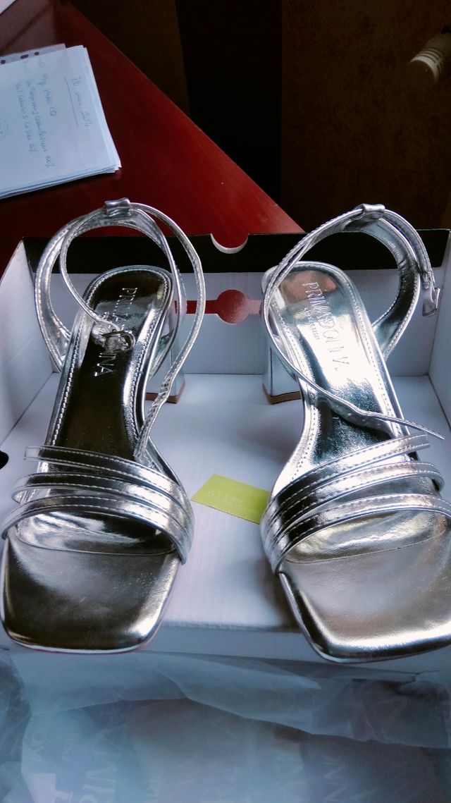 Sandali Primadonna argento, tacco medio