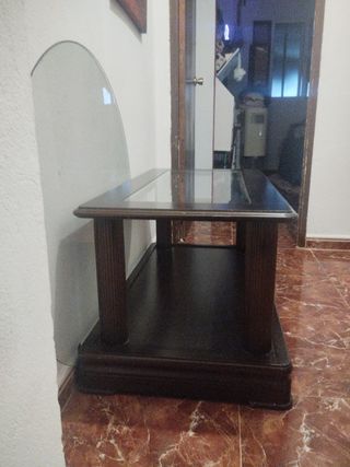 Mesa centro madera cristal
