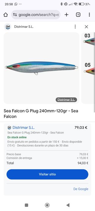 Señuelo popping Sea Falcon 240G Floating 