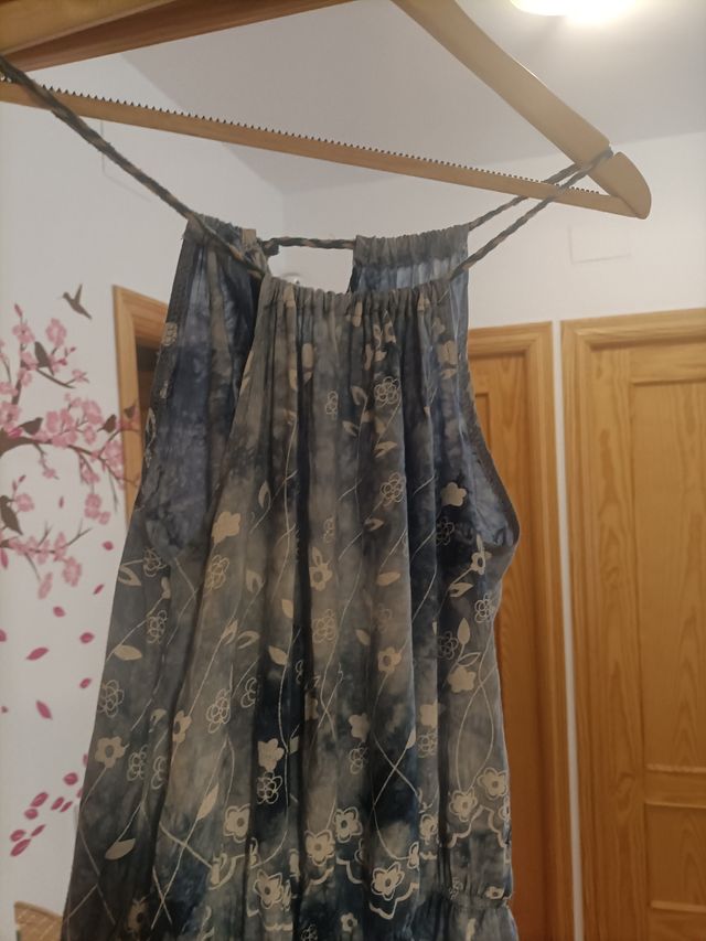 Vestido largo azul tie-dye