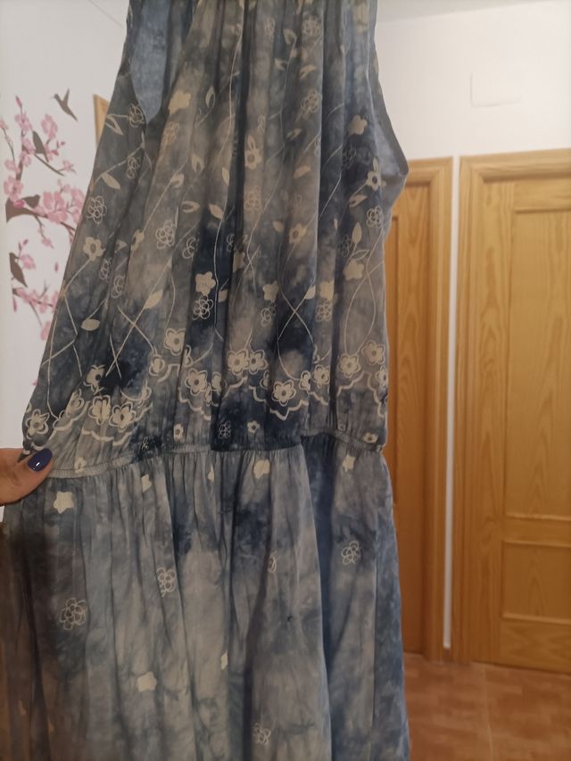 Vestido largo azul tie-dye