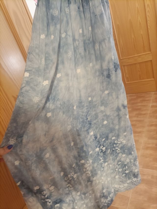 Vestido largo azul tie-dye