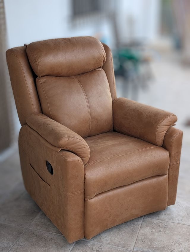 Sillón relax marrón piel sintética