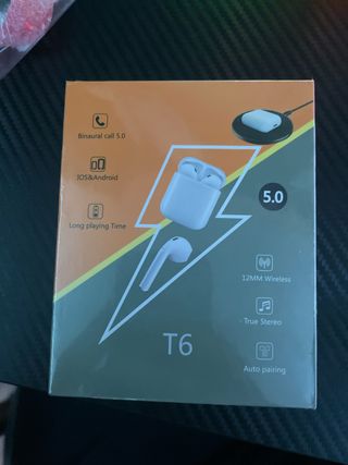 Auriculares T6 inalámbricos tipo AirPods TWS
