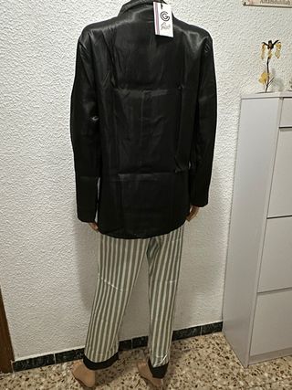 Pijama Satén Azul y negra 