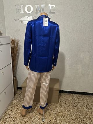 Pijama Satén Azul y negra 