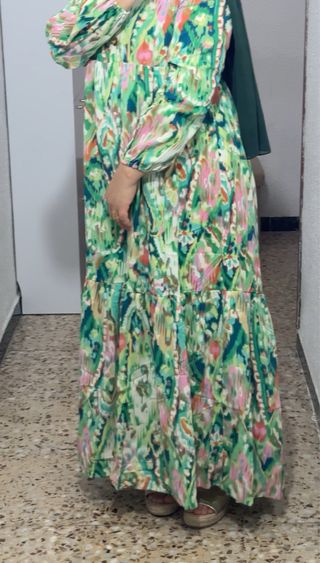 Vestido largo estampado multicolor