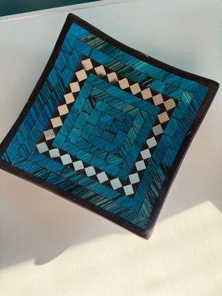 Centrotavola mosaico blu e argento