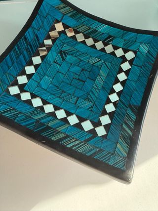 Centrotavola mosaico blu e argento