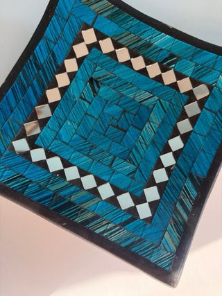 Centrotavola mosaico blu e argento