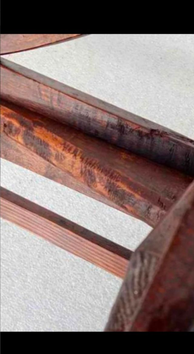 Antigua mesita madera hexagonal decoración