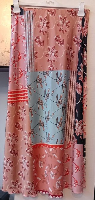 Gonna lunga patchwork rosa