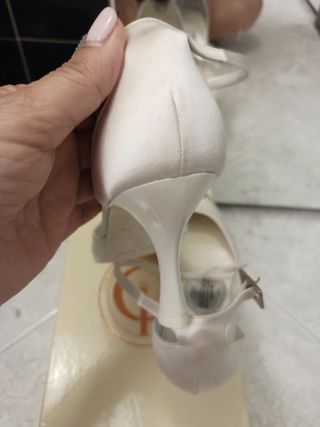 Scarpe da sposa vera pelle raso bianco e strass