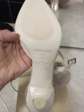 Scarpe da sposa vera pelle raso bianco e strass