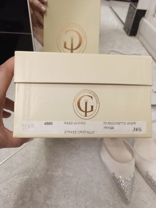 Scarpe da sposa vera pelle raso bianco e strass