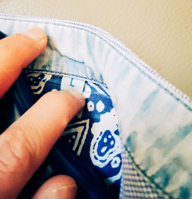 Camicia blu a quadri, maniche corte