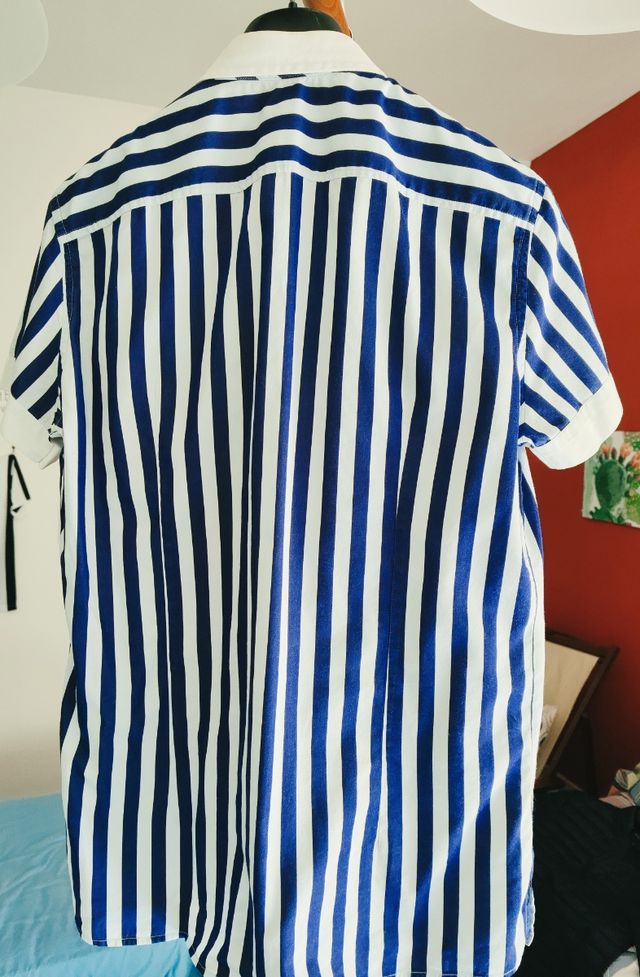 Camicia righe blu-bianco maniche corte