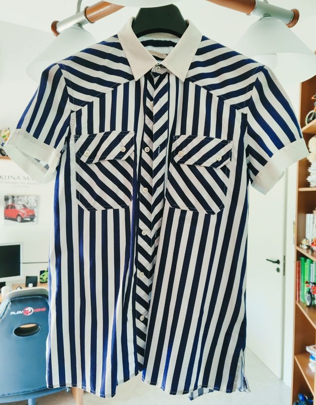 Camicia righe blu-bianco maniche corte