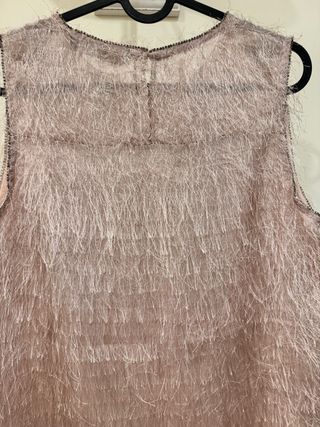 Top flecos en rosa pastel