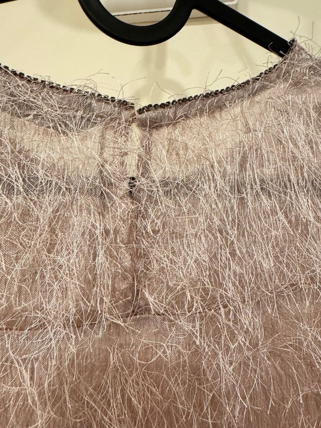 Top flecos en rosa pastel