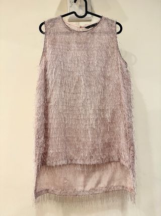 Top flecos en rosa pastel