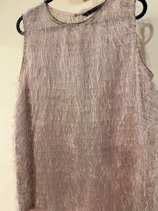 Top flecos en rosa pastel