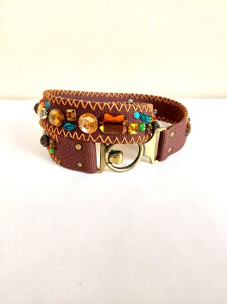 Cintura vintage con pietre colore marrone