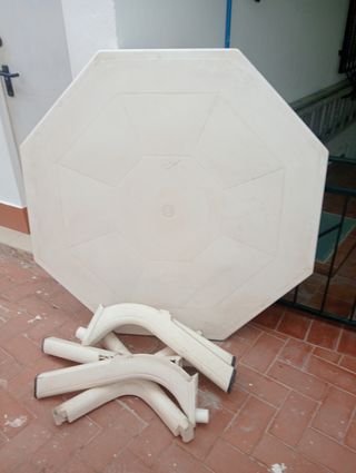 Mesa terraza blanca plástico