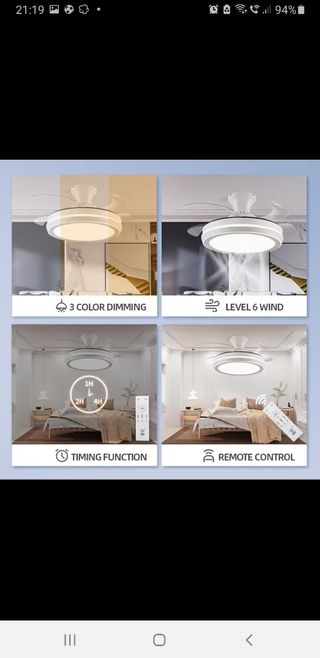 Ventilador techo blanco con luz