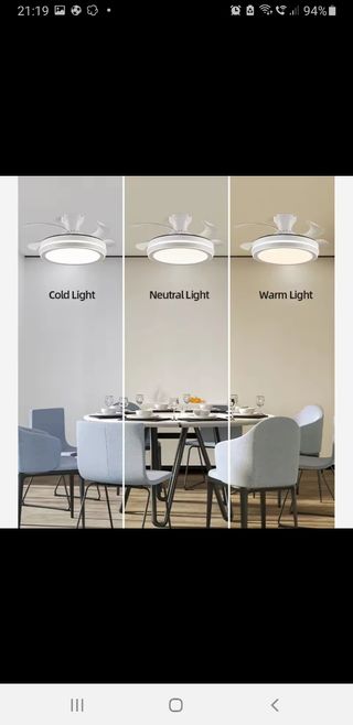 Ventilador techo blanco con luz