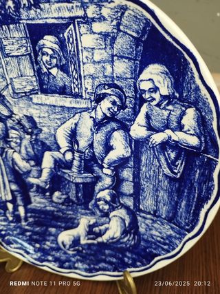 Plato Vintage Porcelana Azul
