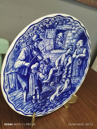 Plato Vintage Porcelana Azul