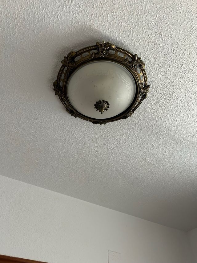 Lampara techo bronce y cristal