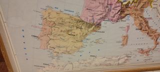 Mapa antiguo doble cara España y Europa (1986)