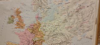 Mapa antiguo doble cara España y Europa (1986)