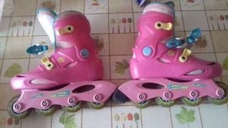 Casco y Patines infantiles rosa