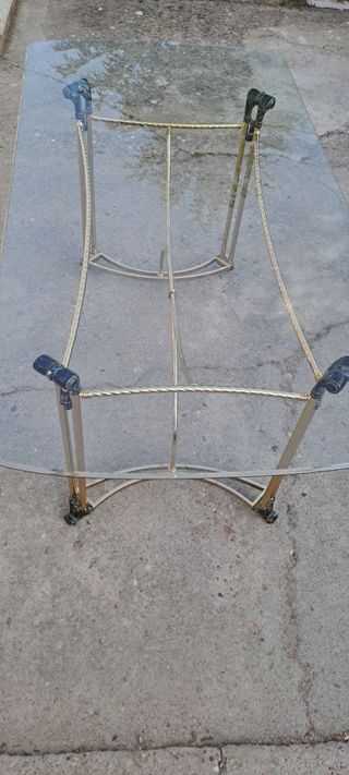 Mesa cristal vintage dorada