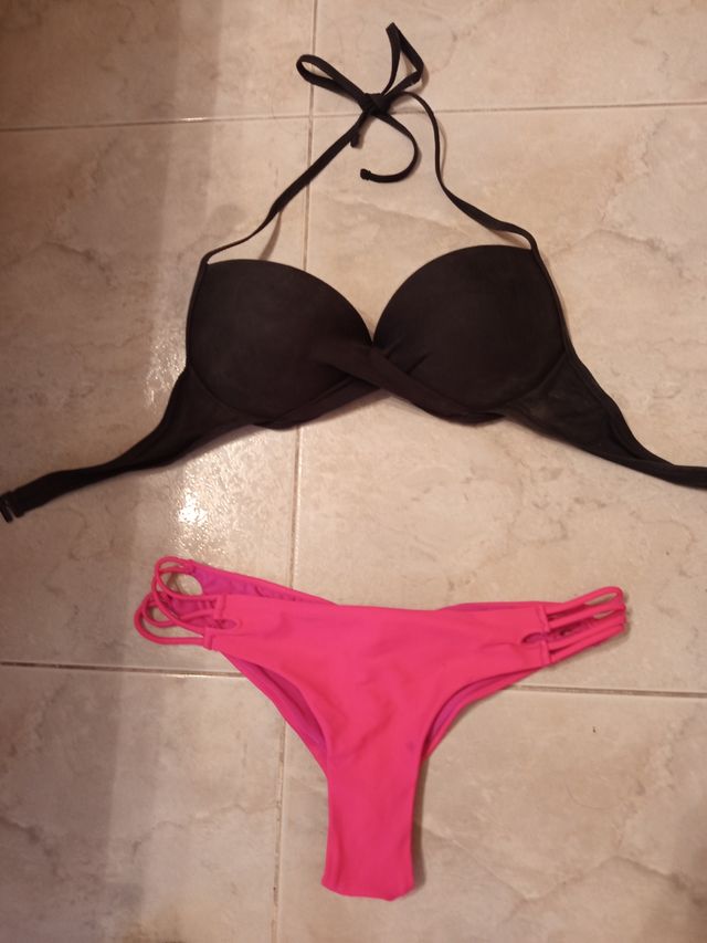 Bikini negro y rosa