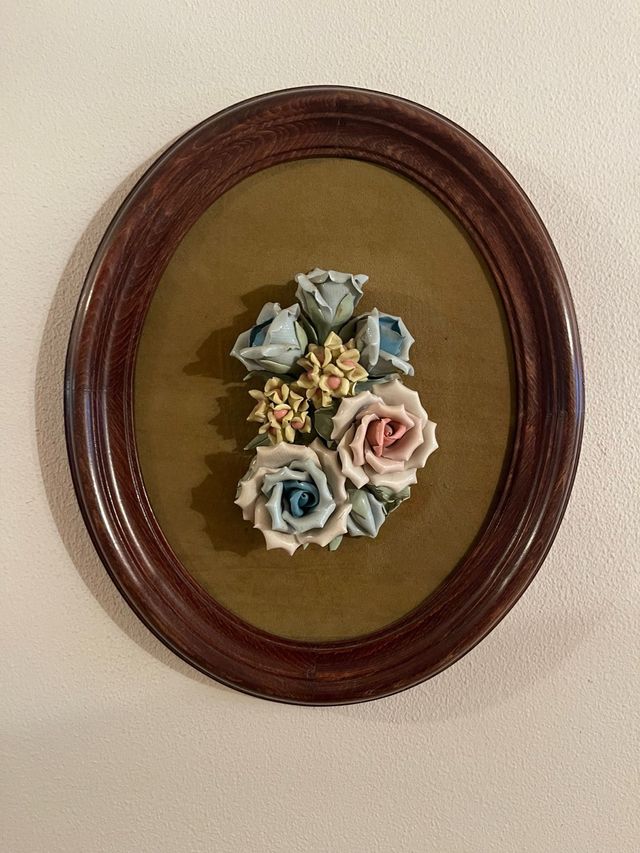 Tre quadri dettagli fiori in porcellana - Vintage