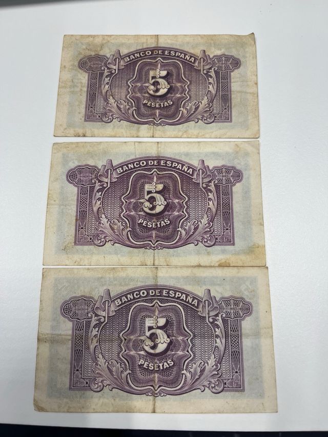 3 billetes 5 pesetas plata 1935