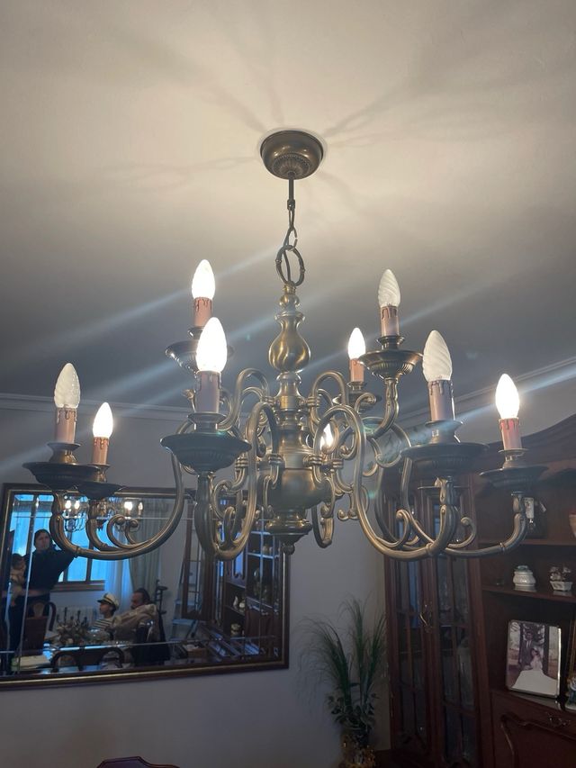 Candeliere a soffitto 10 luci dorato