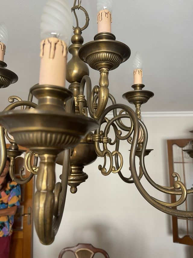 Candeliere a soffitto 10 luci dorato