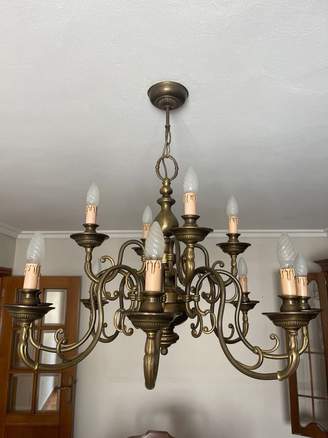 Candeliere a soffitto 10 luci dorato