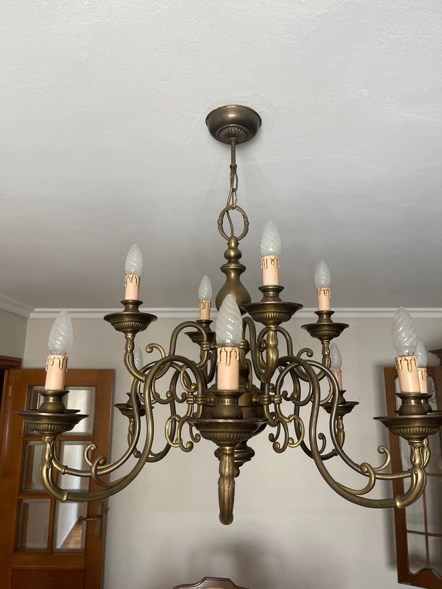 Candeliere a soffitto 10 luci dorato