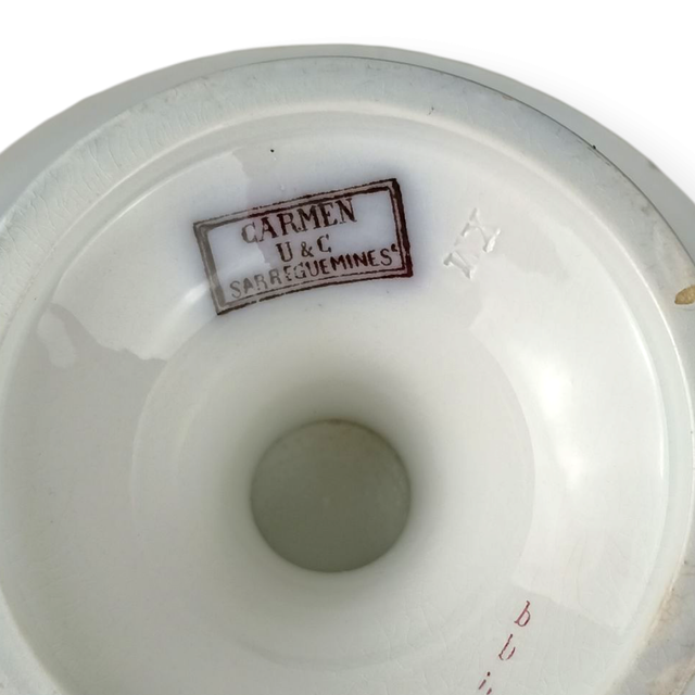 Frutero antiguo porcelana Sarreguemines – Modelo "Carmen" – Art Nouveau