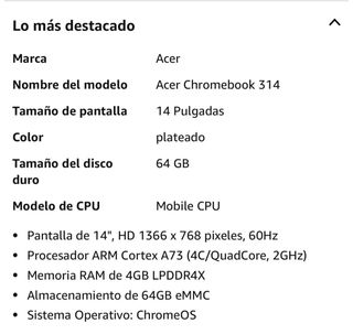 Portátil Acer Chromebook - Plata