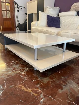 Mesa centro moderna gris y blanca